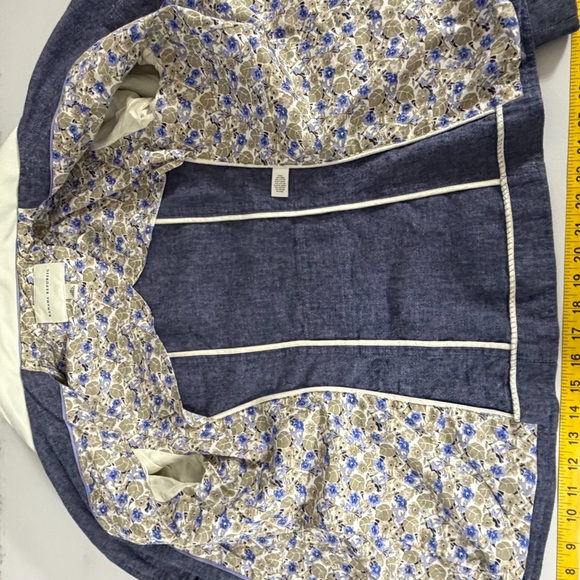 Banana Republic Blue Linen Blend Military Blazer Jacket Size 10 - Picture 10 of 13